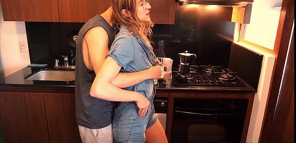  I was busy cooking but he needed to fill my throat with cum )
